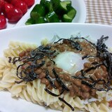 簡単！ヘルシー♪おいしい☆温玉納豆パスタ